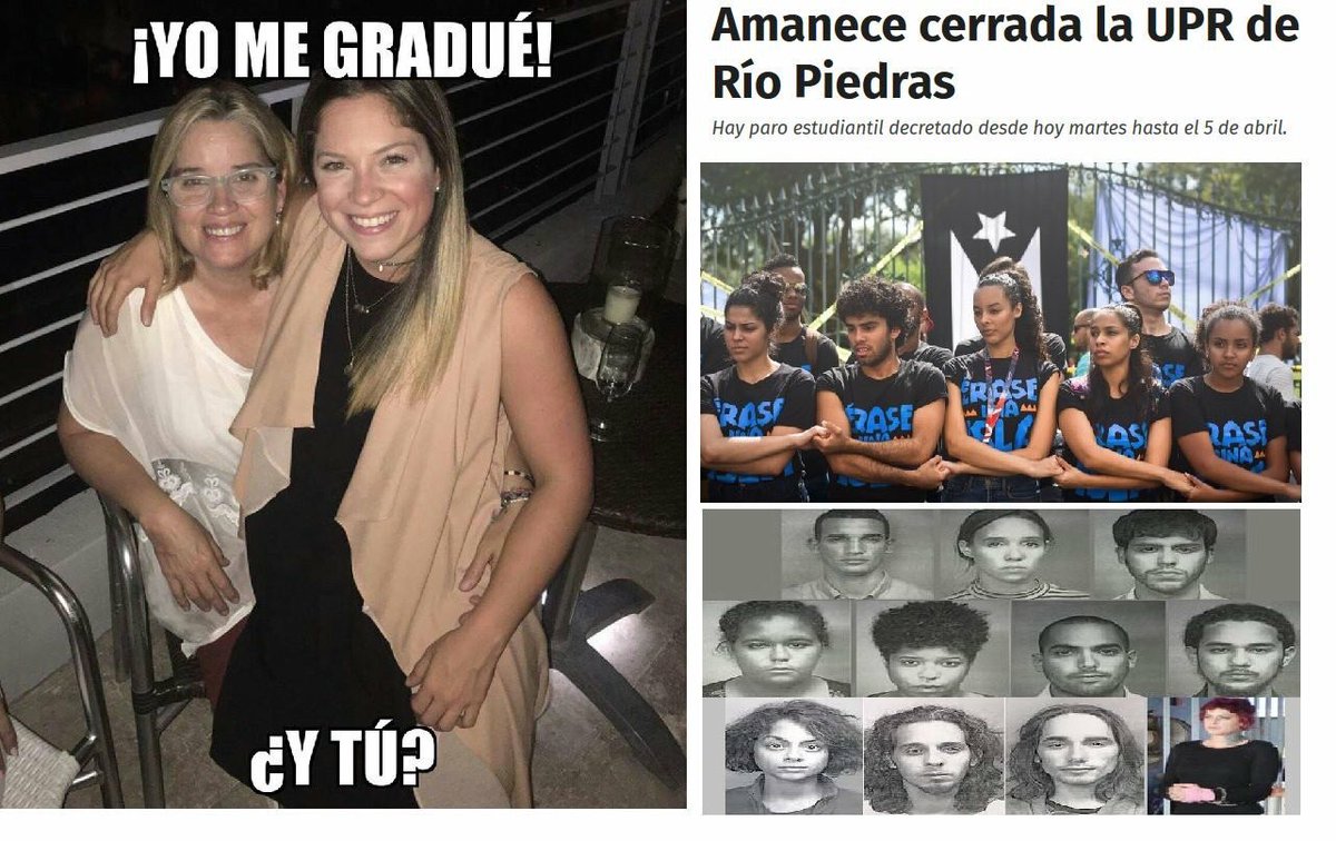 A la izquierda la General Yulin en graduación de su hija en USA. A la derecha el futuro tronchado de miles #UPR #puertorico #HuelgaUPR