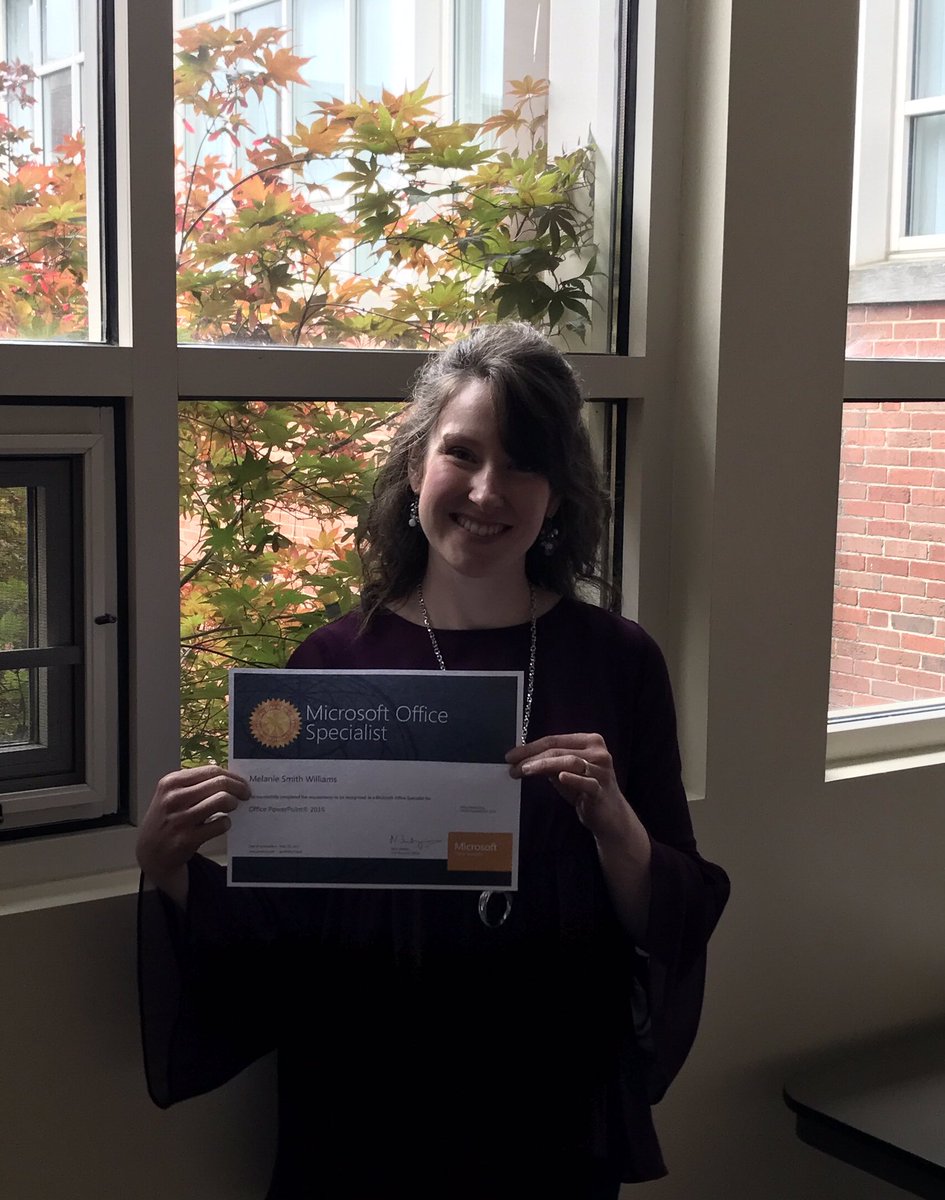 RT1PT0N's tweet photo. Congratulations to @MelanieWi11iams on PowerPoint 2016 certification!! @millerbev @Bryantsuz https://t.co/jvqoQKoMnD