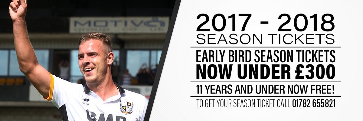 OfficialPVFC's tweet photo. Don't miss out on our reduced season ticket prices for the 2017/18 campaign. Tickets from under £300 and FREE for children 11 and under! https://t.co/DGhT8a9NST