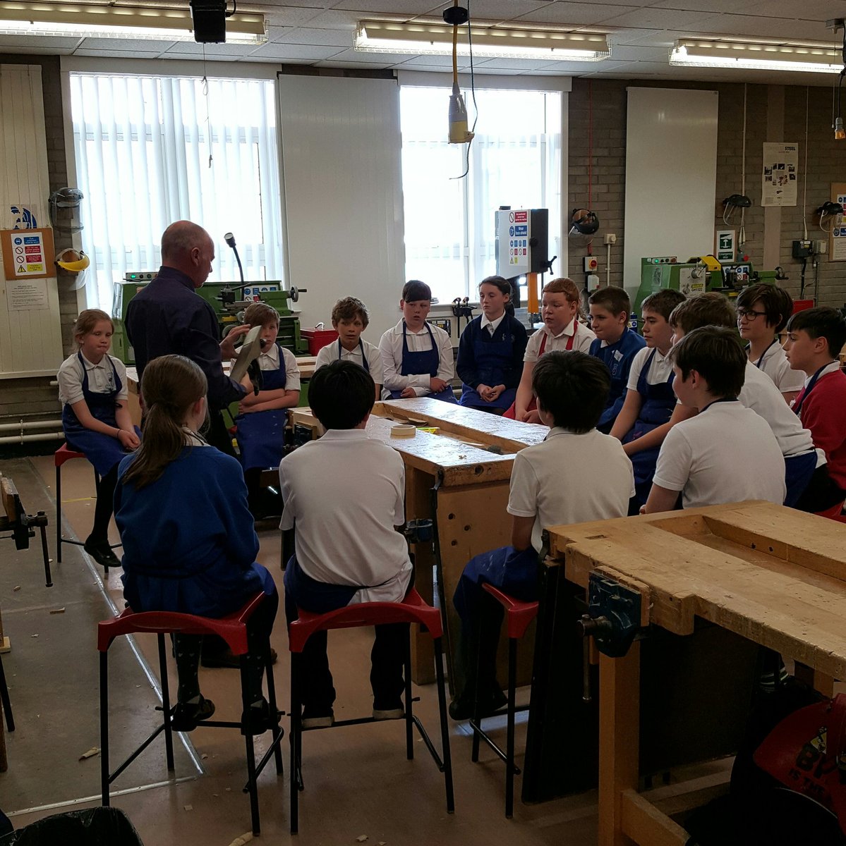 P7s learning how to use a plane in Technical with Mr Clark #P7-S1Transition #lotsofwoodshavings