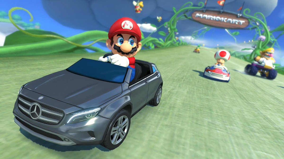 Jiikae's tweet photo. Guys, I think Mario is going through a mid-life crisis. Buying expensive cars, using guns, hanging out with proportional humans..I'm worried https://t.co/ZenDVHyn54