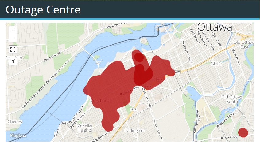 Outage covers wide area. Scott St closed from Hinchey to Holland. Delays for transit. #ottnews #Otttraffic https://t.co/VNMAn40PqL