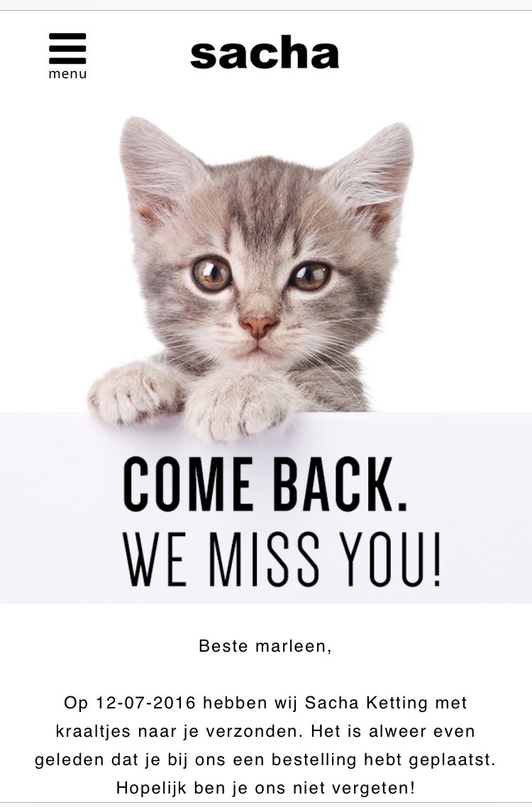 Slimme #EmailMarketing. Persoonlijk en natuurlijk.... een kat 😉 wie kan die verleiding nou weerstaan!!
