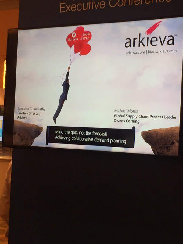 Cutwaters's tweet photo. Join the Arkieva session on collaborative demand planning starting at 1:30. We have a good crowd going. Don't miss out. #GartnerSCC https://t.co/m5xYUGUfPR