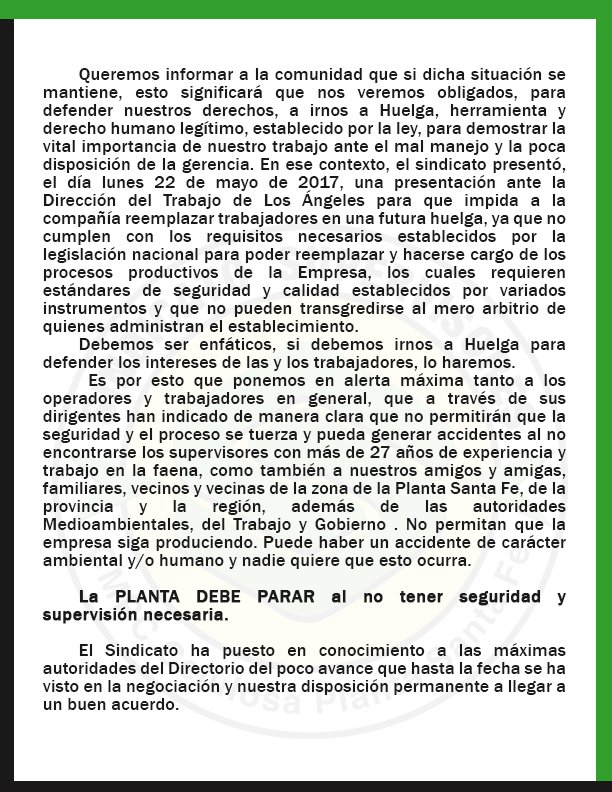 FSupervisores's tweet photo. Declaración Pública ant eventual #HUELGA n @EmpresasCMPC 
@elmomercados @elmostrador @elmostradortv @mirkomacari @latercera @gabrielboric https://t.co/34yZ6BFsdi