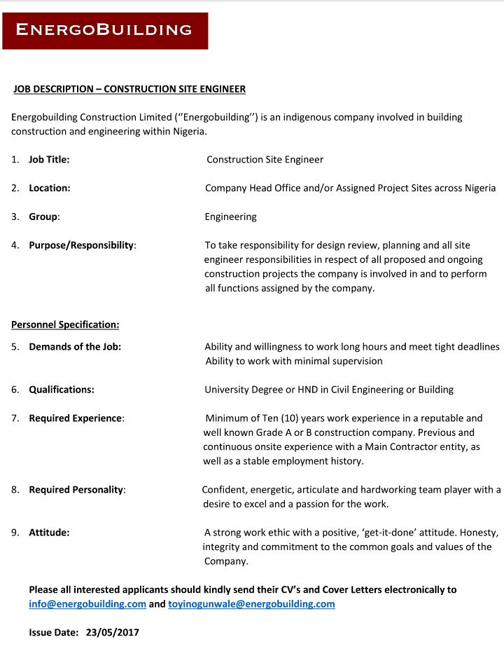 oluwa_thoyeen's tweet photo. Hello @Gidi_Traffic Pls RT. 
Applicant must have Civil Engineering / Building background. 

Kindly find attached, details. 2/2 https://t.co/JTIFdH3uOk