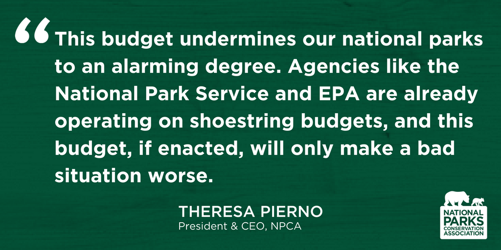 NPCA's tweet photo. The Trump admin's FY2018 budget proposes serious cuts that, if enacted, would threaten America's national parks: https://t.co/4oSlkmlJ82 https://t.co/dDihHwEsBj