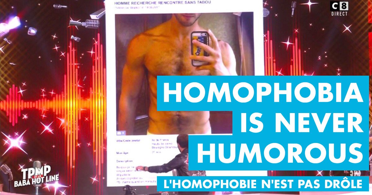 glaad's tweet photo. The popular French show TPMP has been outing gay men live on TV. Add your name to say NO to homophobia: https://t.co/PW2e3YiiWd https://t.co/2Xy5LaUVDz