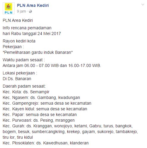 Informasi Pemadaman Listrik Universitas Padjadjaran