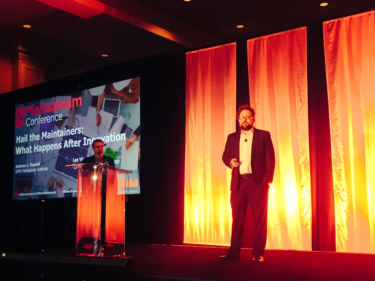 ALL HAIL THE MAINTAINERS! Don't miss this closing keynote!! Hear from 2 Technology Historians <a href="/sts_news/">Lee Vinsel</a> &amp; <a href="/russellprof/">Andrew L. Russell</a> at #MainstreamConf