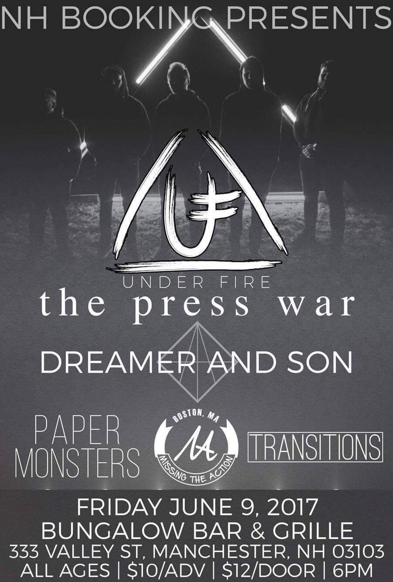 June 9 Manchester, NH w/ <a href="/UnderFireNH/">Under Fire</a> <a href="/dreamerandson/">Dreamer & Son</a> &amp; <a href="/uspapermonsters/">Paper Monsters</a>
