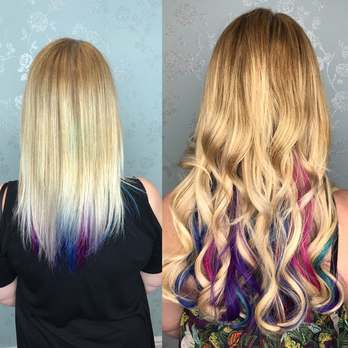 Big change <a href="/GreatLengthsUK/">Great Lengths UK ®</a> added for colour and length #hiddenpannel #curly 💁🏼🌈🦄💕