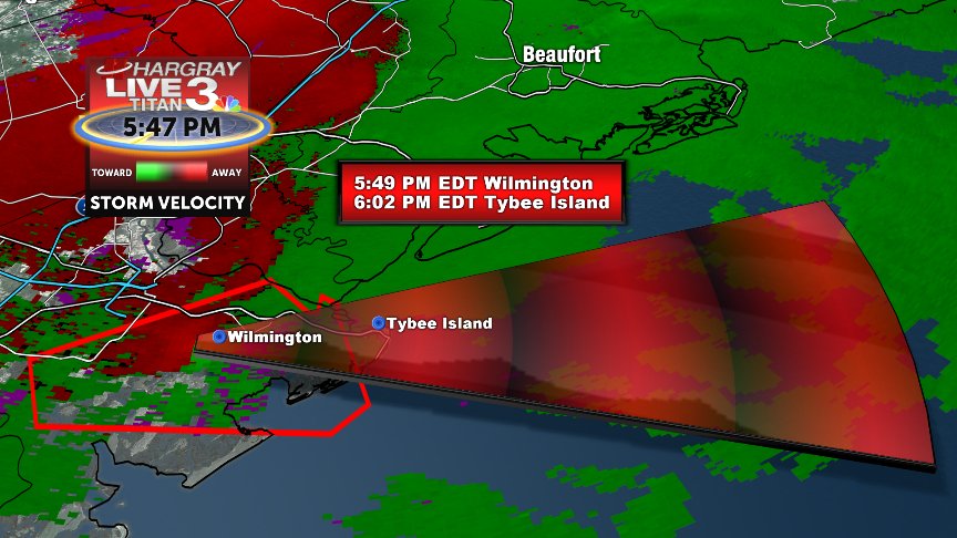 LeeHaywoodWX's tweet photo. TORNADO WARNING for portions of coastal Chatham county until 6:15pm. The storm is moving to the east at 40 mph. https://t.co/urOQpLh4yr