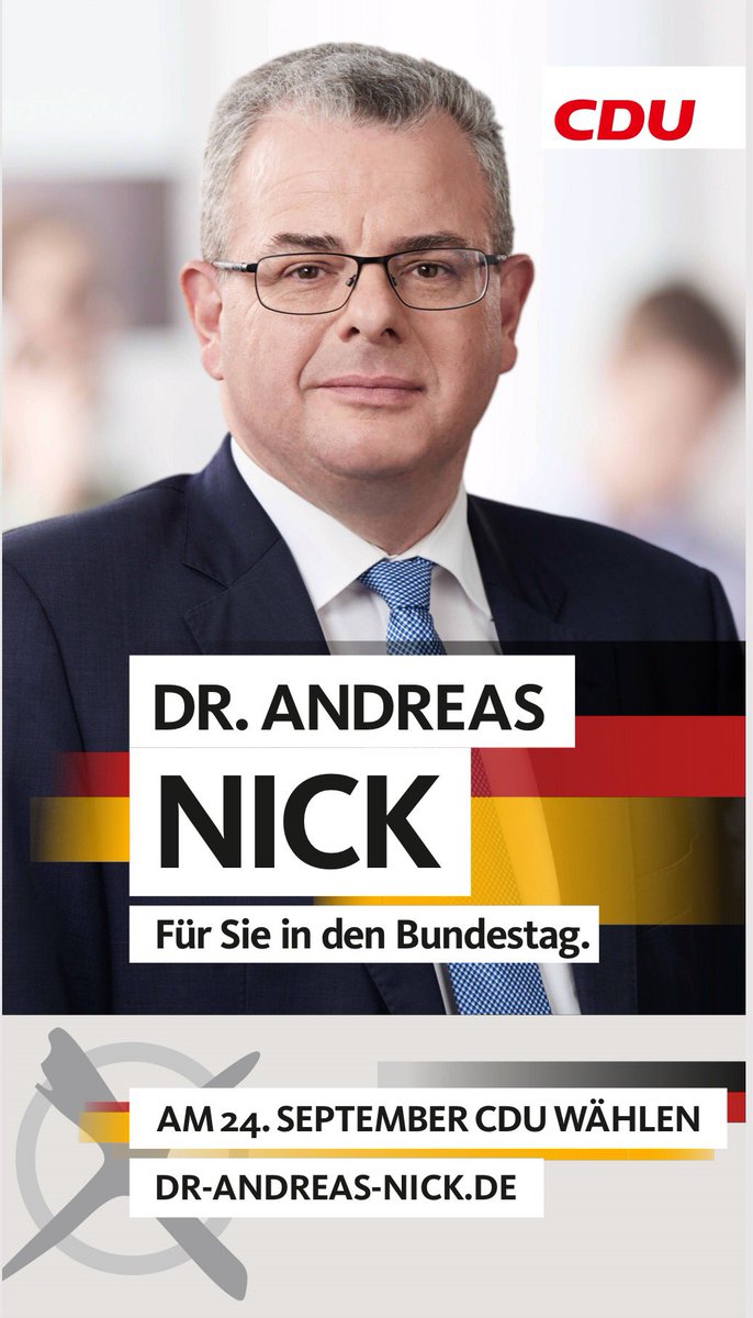DrAndreasNick's tweet photo. Am 24. September ist Bundestagswahl: ich bewerbe mich erneut als Direktkandidat im Wahlkreis 204 Montabaur #nick2017 @cduwesterwald @cdurlp https://t.co/WcvmJN0Nkl