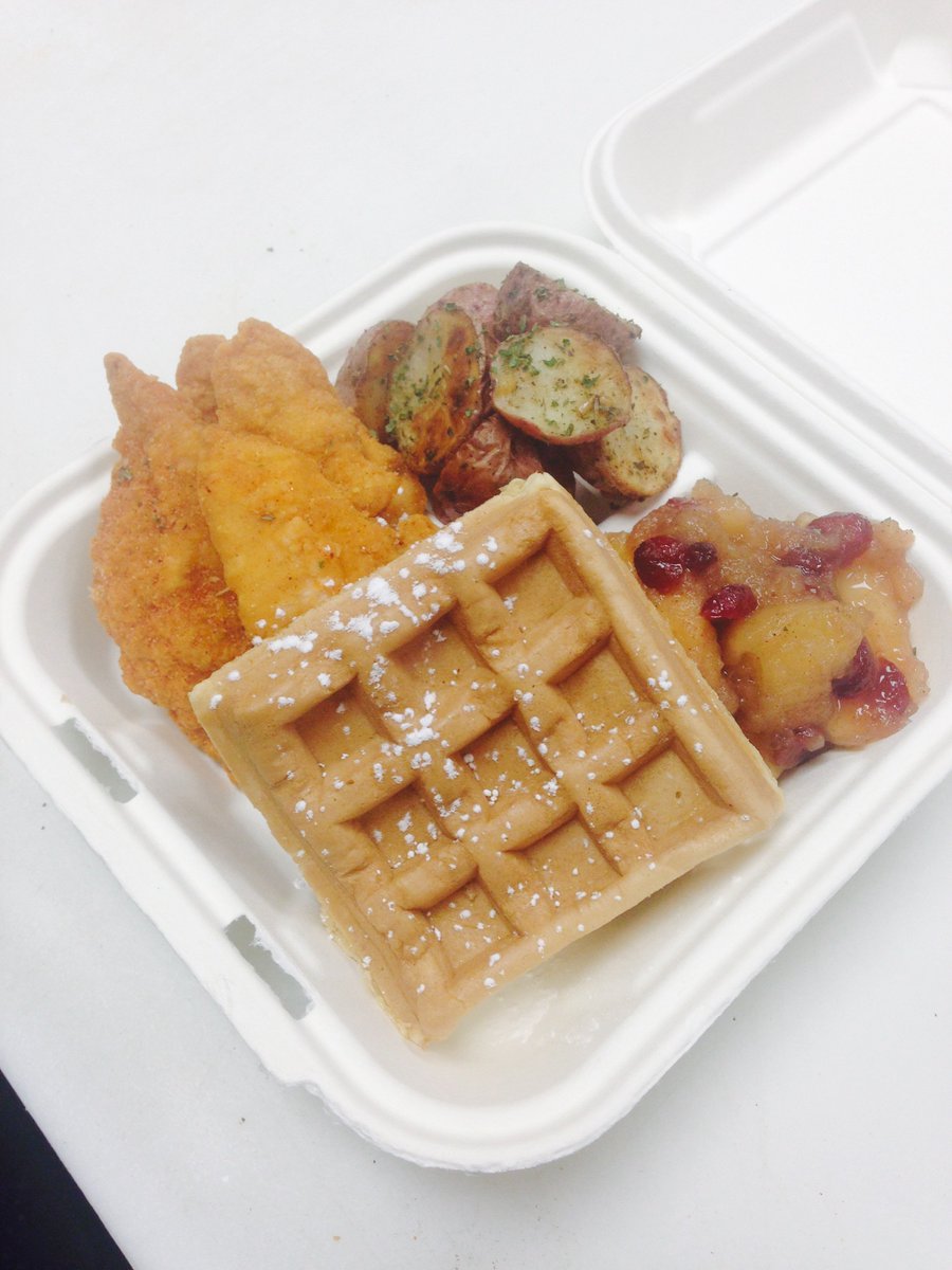 SAASFoodService's tweet image. Lunch Wednesday 5/24 - Chicken and Waffles, Hashbrowns, Berry Compote - Vegetarian/Gluten Free Available