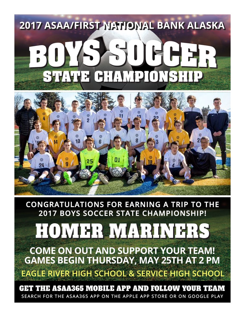 ASAA_org's tweet image. Congrats to the Homer Mariners for earning a trip to the 2017 ASAA/@FNBAlaska Boys Soccer State Championship!
