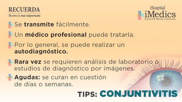 iMedicsMx's tweet photo. ¿Conjuntivitis? ¿Sabes sus síntomas? 
Infección de la membrana externa del globo ocular y el párpado interno.
#TúEresLoMásImportante https://t.co/XvQrrCpGE1