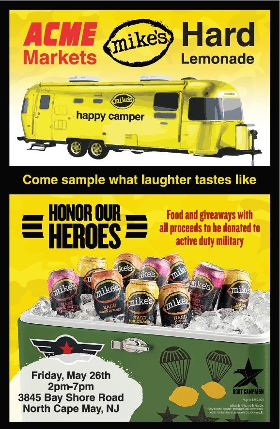 mikeferranti1's tweet photo. Acme N. Cape May Fri 5.26 2PM-7PM proceeds to active duty military @acmemarkets @harrisonbevco @mhl @BootCampaign @jimj266 @DanielWyher https://t.co/AmnMppAxJ6
