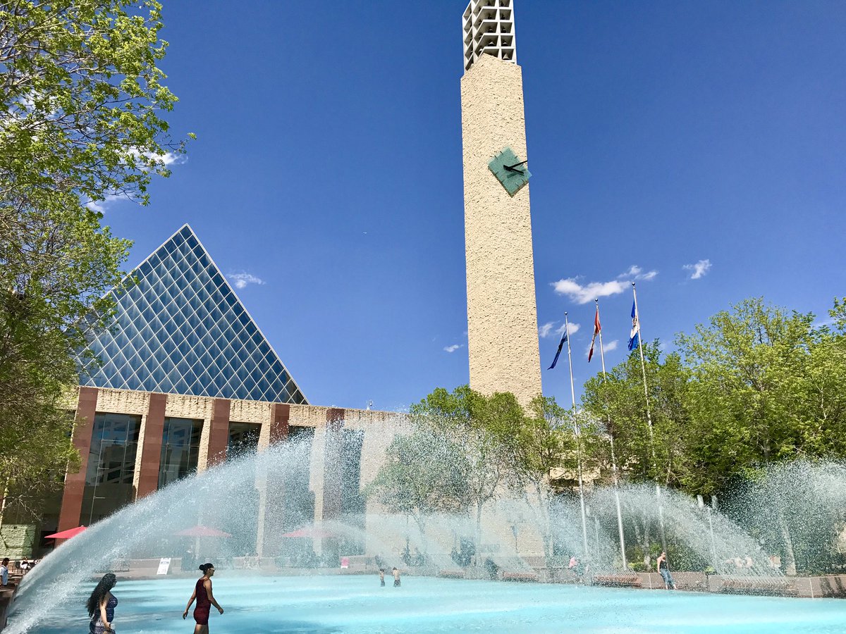 First day of the year for city hall fountains always makes for good times for young and young-at-heart #yeg #yegdt #yegcc #ExploreEdmonton