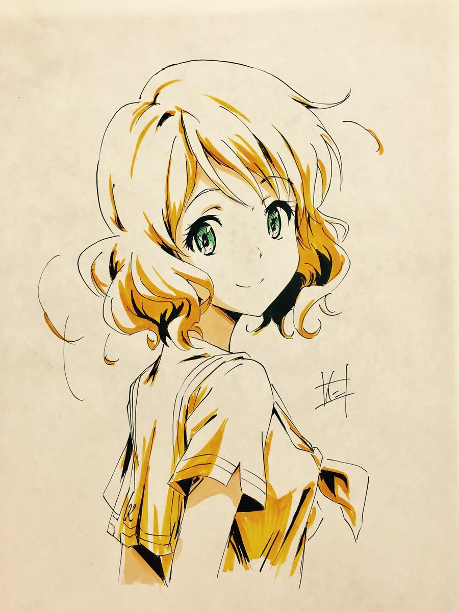 aleos696's tweet photo. 今日の落書き。ユーフォの久美子＿φ(￣∇￣* )…何方かベタ、教えてください(；´Д`A https://t.co/coorUGl7VQ