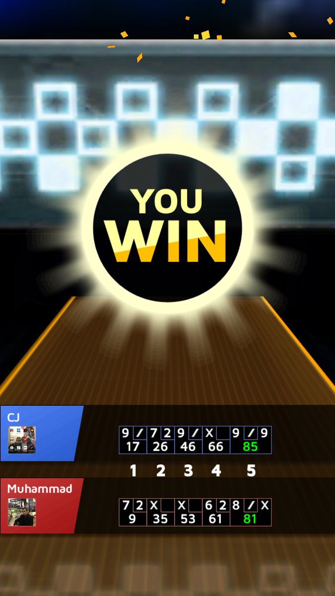 sdcharles07's tweet image. I won at Los Angeles stage with 85 points! Challenge me now![goo.gl/PKD66U] #Bowling_King