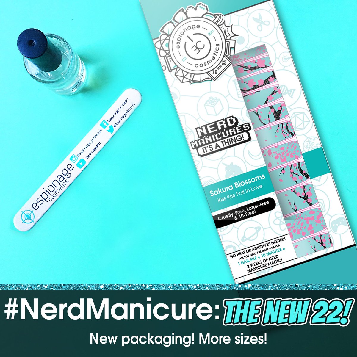 EspionageBeauty's tweet image. NEW 22: 11 varying nail wrap sizes (total of 22 wraps) in one #NerdManicure pack! Check &apos;em out at espionagecosmetics.com/22!