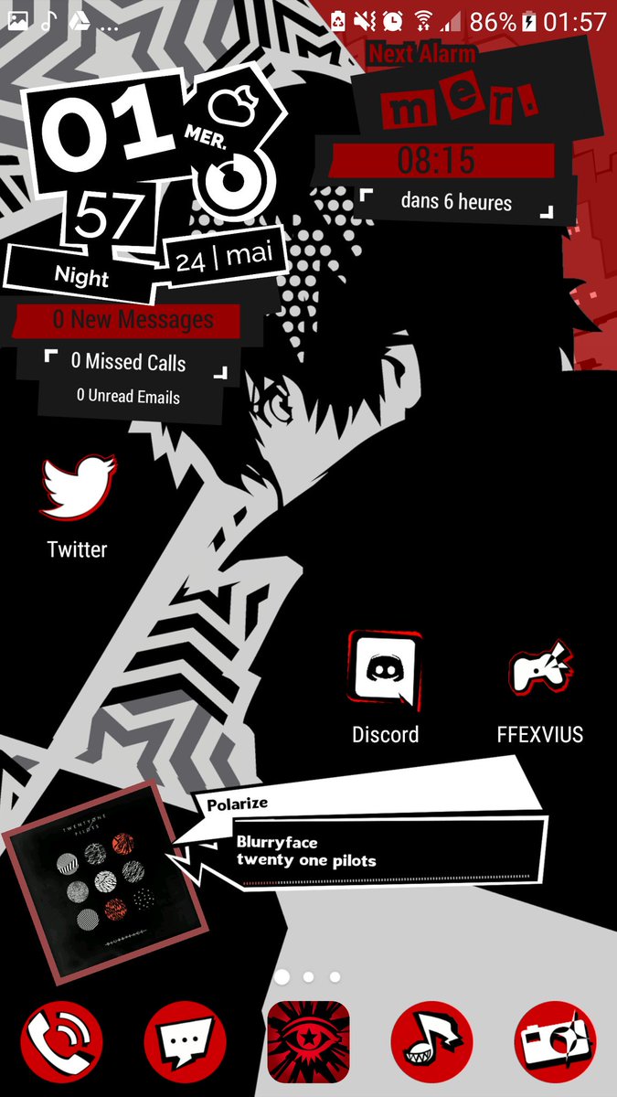 Created a Persona 5 Theme in KLWP based off of the UI! (Details and ...