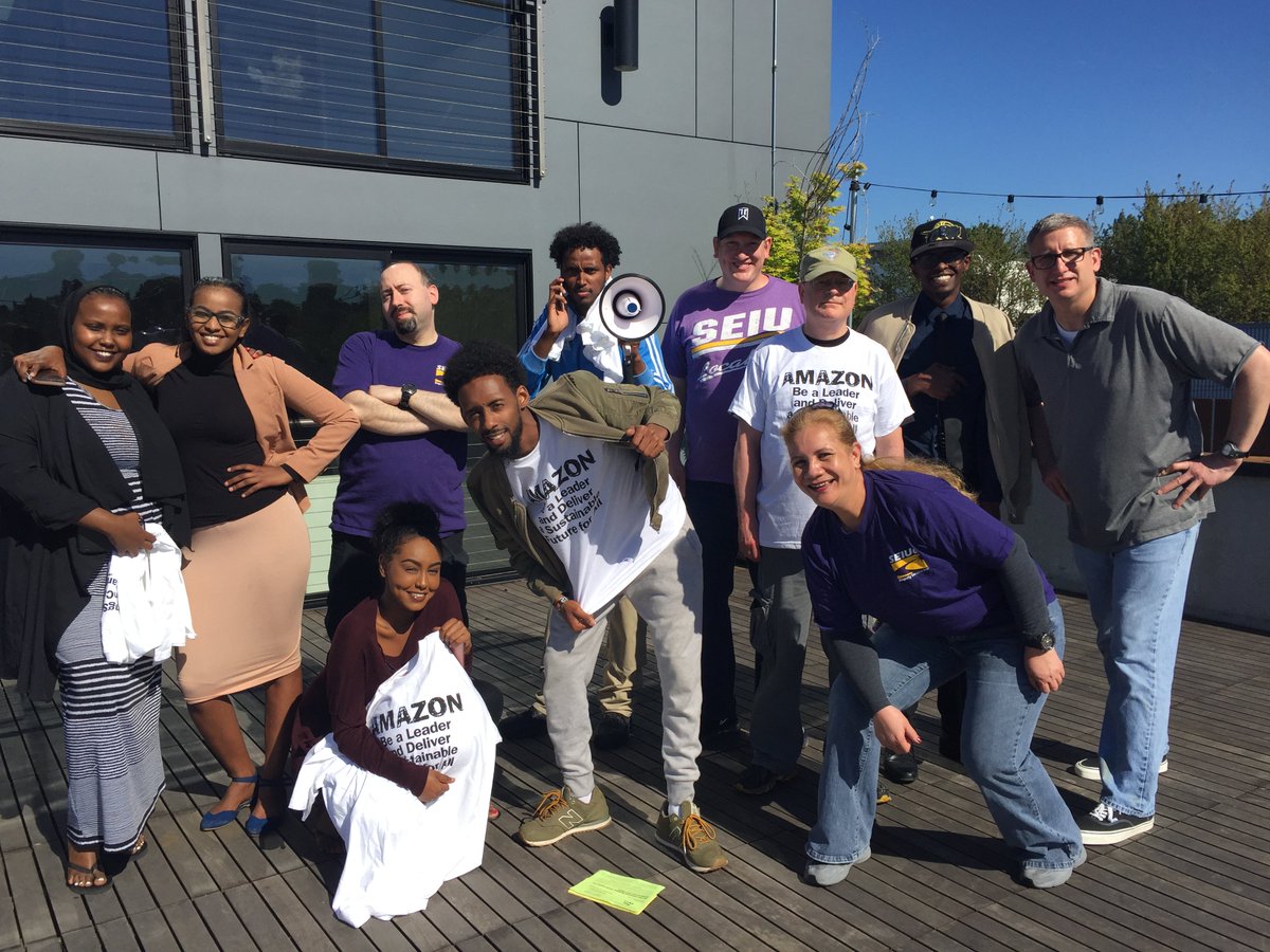 SEIU6's tweet photo. SIS Officers and SEIU6 members calling on Amazon to deliver a better future for all #amazoncandobetter #TechCanDoBetter https://t.co/YWYJhK7r9b