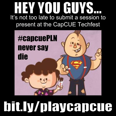 bribriggs's tweet photo. Still time to submit a session for the @capcue Techfest! https://t.co/GBl0gbmQla #capcuePLN @John_Eick @creativeedtech @CateTolnai https://t.co/gDh0tC4Dhc