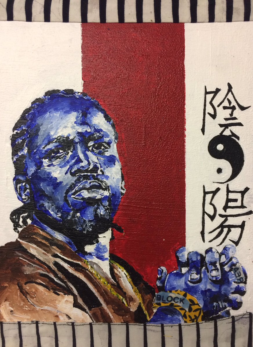 kometheartist's tweet photo. "ATLiens Yin &amp; Yang" - acrylic &amp; Dutch wax fabric on board (44 x 31.5cm) 

#complexuk #outkast #supportblackart @supportblackart @Complex https://t.co/SpN3wkfs6n