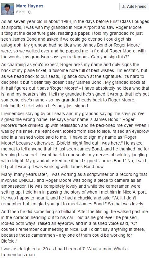 You need to read this story about #RogerMoore -- Trust Me.