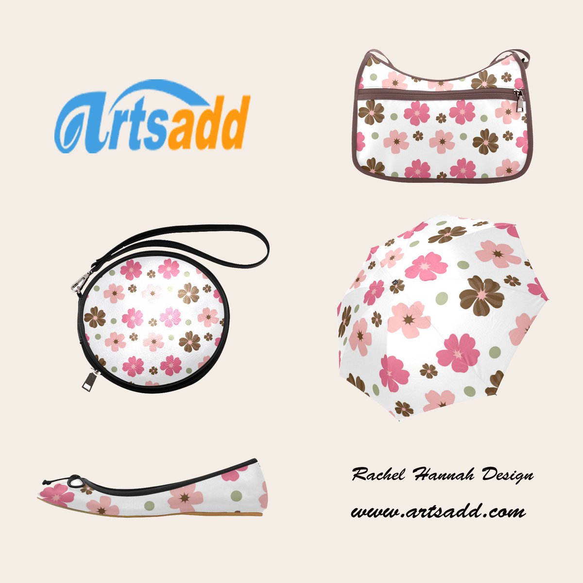 Same design with #floral patterns on different products. bit.ly/2rfa528 #POD #shoes #bags #umbrella