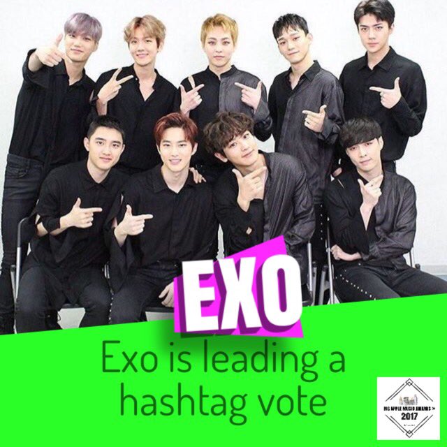 Exo is leading a hashtag vote among Best Asian's Group‼️                      Vote for your favorite group now‼️🗽🇺🇸✌️