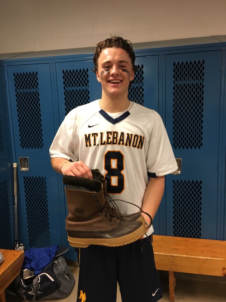 Sr mid Owen Myers earns #ManzosBoots with a hat trick in a WPIAL Semi Final win vs USC. Great job by all the seniors