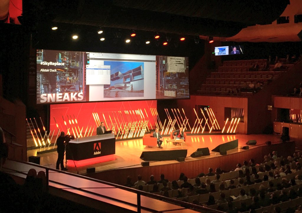 mi_chelle's tweet photo. GET OUT! #SkyReplace simple, automated photo sourcing AND image editing voice commands? Alistair – genius #morerainbows #adobesymp #cure https://t.co/THlwDobQKT