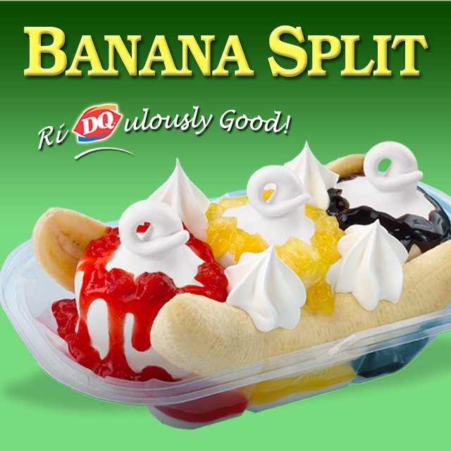 Dairy Queen Kuwait On Twitter Banana Split Royal Treat Creamy Dq Vanilla Softserve Sweet Banana Slices In Luscious Strawberry Pineapple Chocolate Whipped Toppings Https T Co X7ldt7wgja