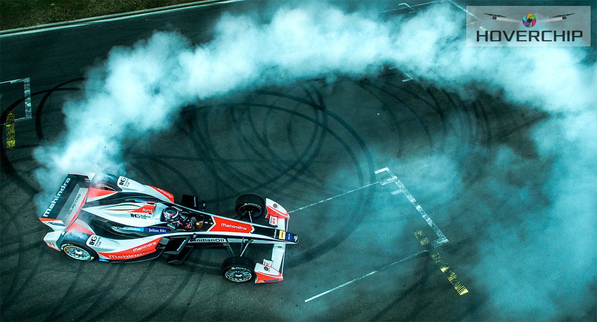 A <a href="/MahindraRacing/">Mahindra Racing</a> Formula E car in all its glory at the circuit. 
#Racing #Drone #photography #aerialview. 

Pic by <a href="/NotThatPilot/">Ayush</a>