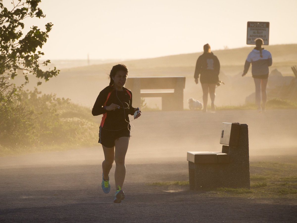 #DustStorm at #GarryPointPark #Steveston #RichmondBC. #Runner does the right thing and turns around.