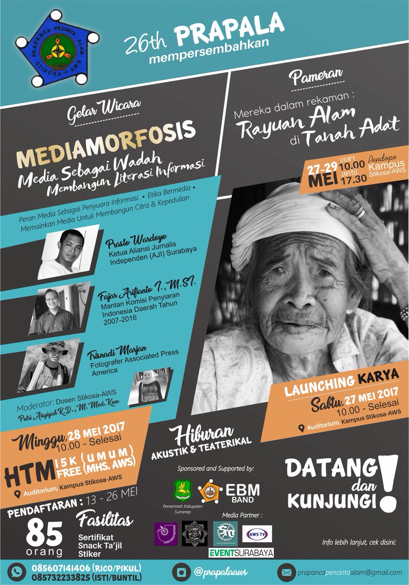 prapalaaws's tweet photo. Yuk intip Pameran dan Gelar wicara Mediamorfosis | 27-29 Mei 2017 | Kampus Stikosa-AWS | Info: 085732233825 @eventsurabaya https://t.co/MGK3eCTPZg