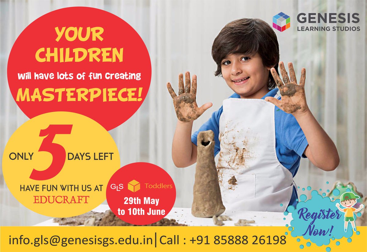 Give your child the opportunity to create their own masterpiece.
5 days to go!
Call at 8588826198 or Register at bit.ly/2qHsK2X