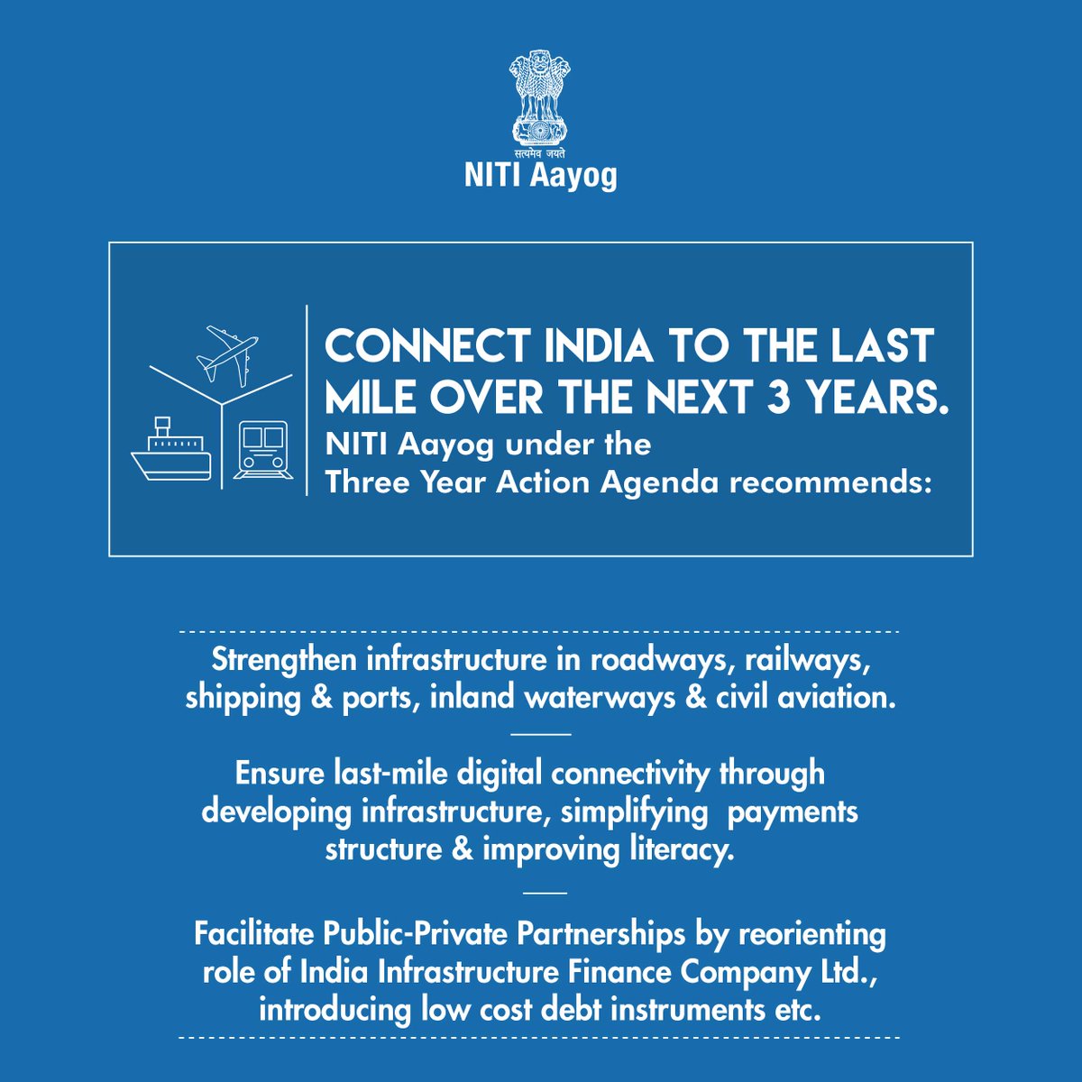 NITIAayog's tweet photo. Our Action Agenda lays down the roadmap to ensure connectivity (digital & infra) to the last mile, leaving no one behind! #OneIndiaOneVision https://t.co/oBWROGi1jY