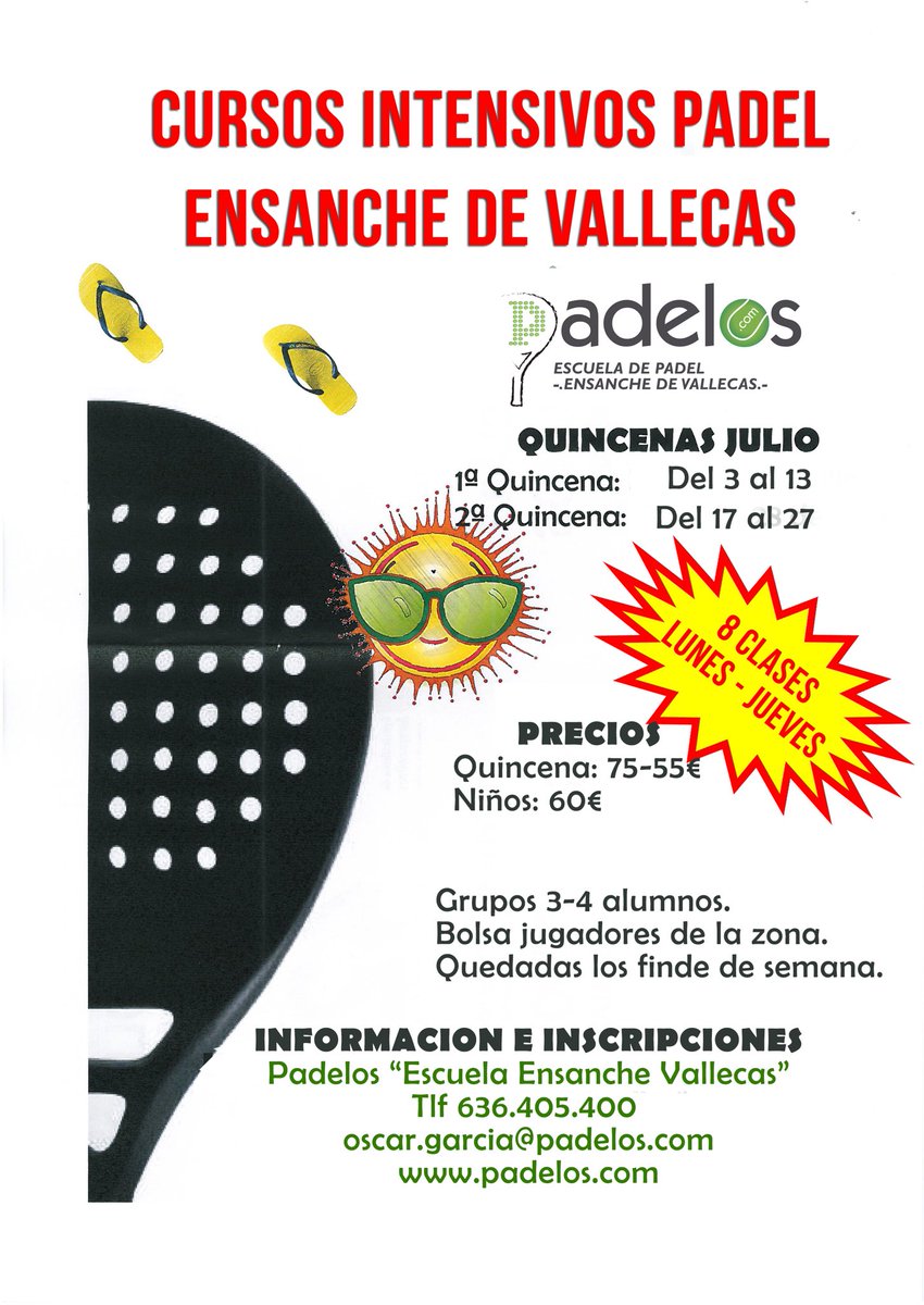 Cursos intensivos #padel <a href="/TodoEnsanche/">TodoEnsancheVallecas</a> <a href="/ME_Fisioterapia/">María Escribano</a>