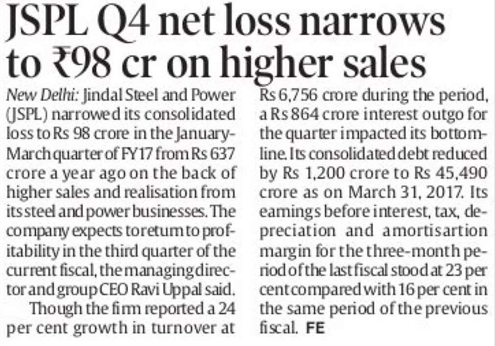 JindalSteel_In's tweet image. #JSPLQ4 results in @IndianExpress