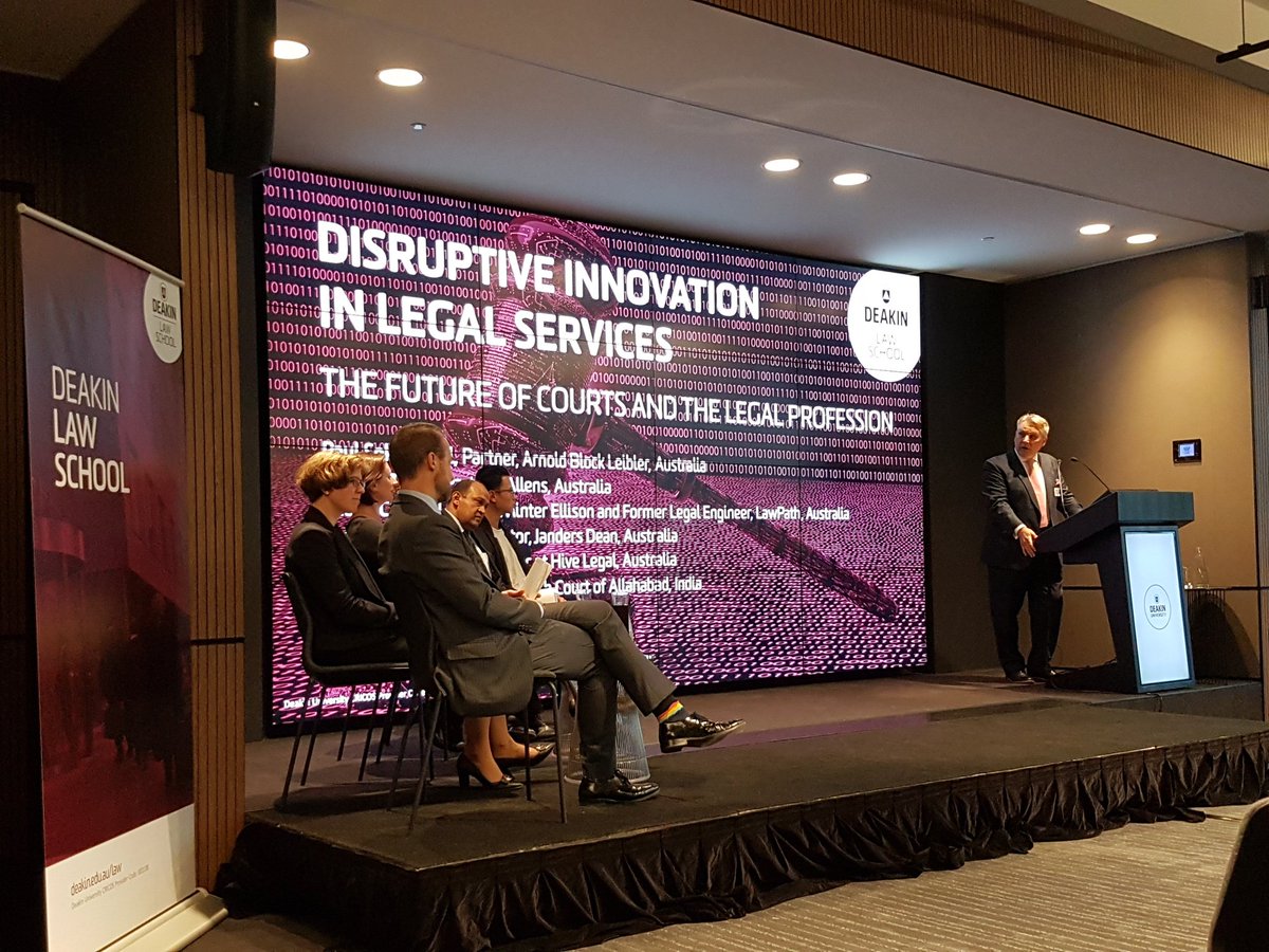 DeakinLaw's tweet photo. Wrapping up the #DLSConference with legal services market of the future with reps from
@LawPath @AllensLegal @jandersdean @HiveLegal @ABLLaw https://t.co/Rc2OKRUcn0