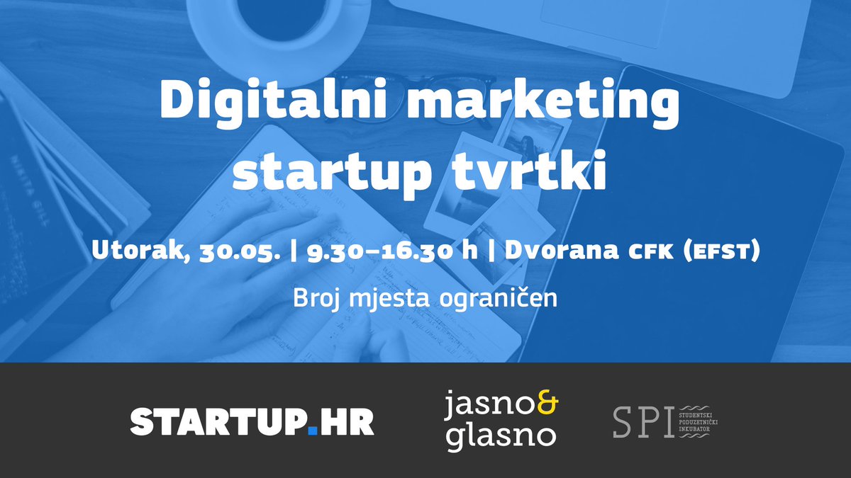 SplitTechCity's tweet photo. [RADIONICA] Digitalni marketing startup tvrtki https://t.co/rbW0VCQnQY @jasnoiglasno #StartupSPLIT https://t.co/9KAj58oFb8