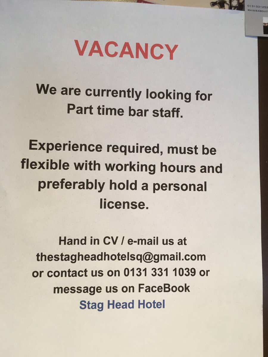 Vacancy at the Staghead Hotel ⭐️ #lovequeensferry Please RT