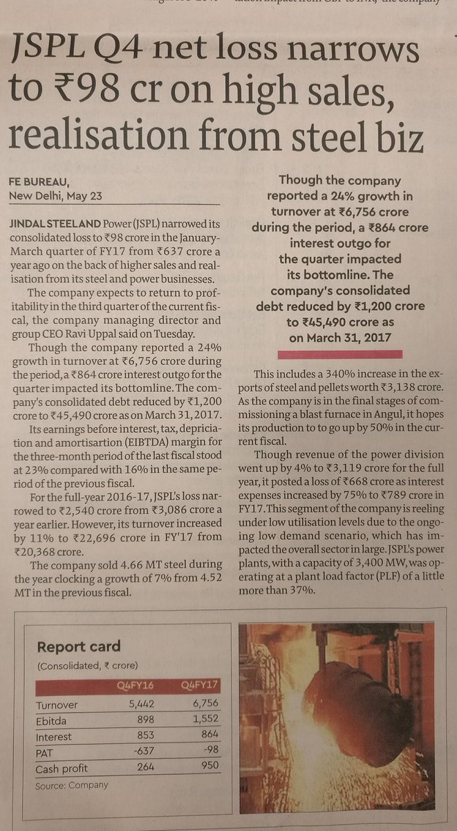 ajaypandeypat's tweet image. #jsplq4 #JSPL&apos;s FY-17 #jspl sets new height and has emerged stronger under the able leadership of @MPNaveenJindal  and @RaviUppal52