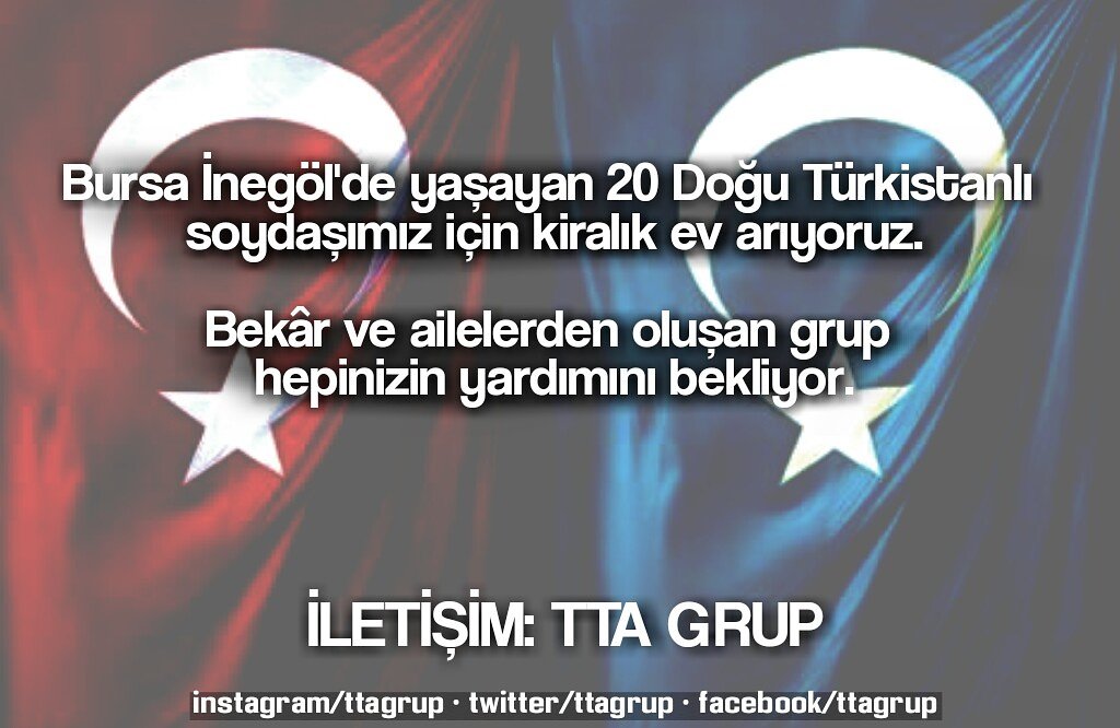 Doğu Türkistanlı soydaşlarımız yardımlarınızı bekliyor.
Arkadaşlar daha fazla kişinin görmesi için RT yapalım.
