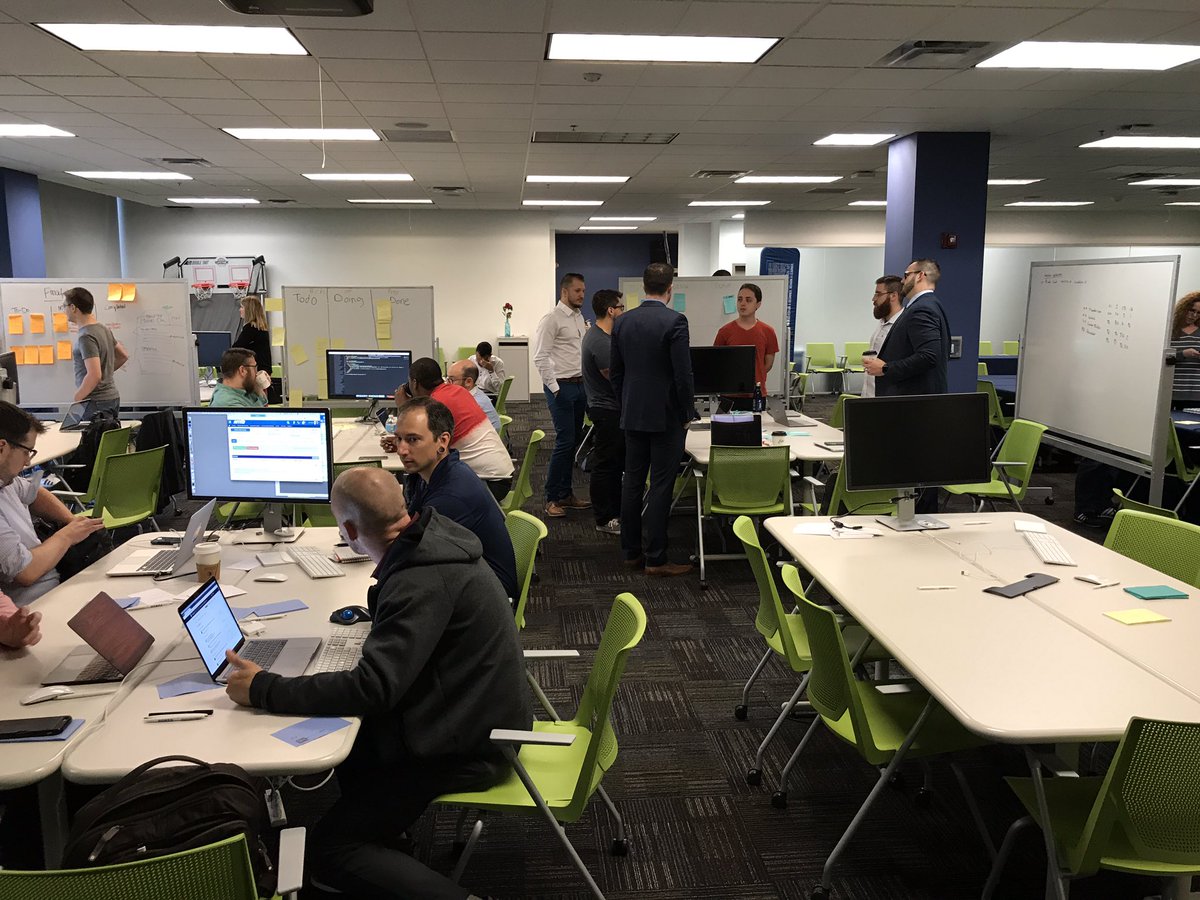 twenhold's tweet photo. Day 2 #NitroCreate the teams doing their stand ups and moving quickly toward demo day this Friday. @PowerHRG https://t.co/oVlJo2xfis