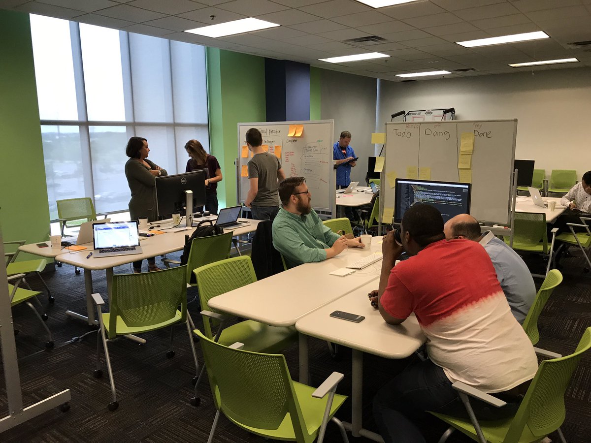 Day 2 #NitroCreate the teams doing their stand ups and moving quickly toward demo day this Friday. <a href="/PowerHRG/">Power Home Remodeling</a>